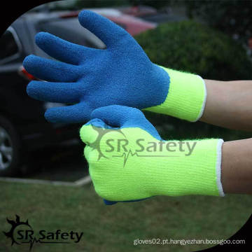 SRSAFETY 7 gauge Acrílico Nappy Tricotado super seguro luvas de látex azul / luvas de segurança de látex de segurança azul